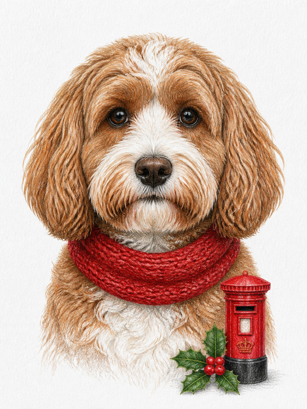 Christmas Post — personalised A4 Christmas colour-pencil pet portrait